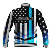 Personalized Blue Flame American Flag Dart Baseball Jacket Patriotic Dartboard Design - Wonder Print Shop