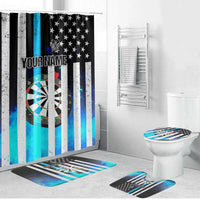 Personalized Blue Flame American Flag Dart Bathroom Set Patriotic Dartboard Design - Wonder Print Shop