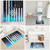 Personalized Blue Flame American Flag Dart Bathroom Set Patriotic Dartboard Design - Wonder Print Shop