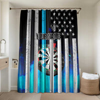 Personalized Blue Flame American Flag Dart Bathroom Set Patriotic Dartboard Design - Wonder Print Shop