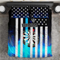 Personalized Blue Flame American Flag Dart Bedding Set Patriotic Dartboard Design - Wonder Print Shop