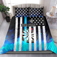 Personalized Blue Flame American Flag Dart Bedding Set Patriotic Dartboard Design - Wonder Print Shop