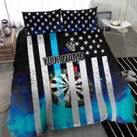 Personalized Blue Flame American Flag Dart Bedding Set Patriotic Dartboard Design - Wonder Print Shop