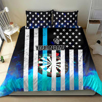 Personalized Blue Flame American Flag Dart Bedding Set Patriotic Dartboard Design - Wonder Print Shop