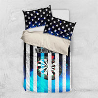 Personalized Blue Flame American Flag Dart Bedding Set Patriotic Dartboard Design - Wonder Print Shop