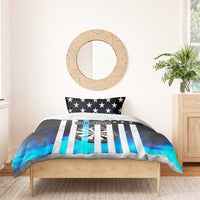 Personalized Blue Flame American Flag Dart Bedding Set Patriotic Dartboard Design - Wonder Print Shop