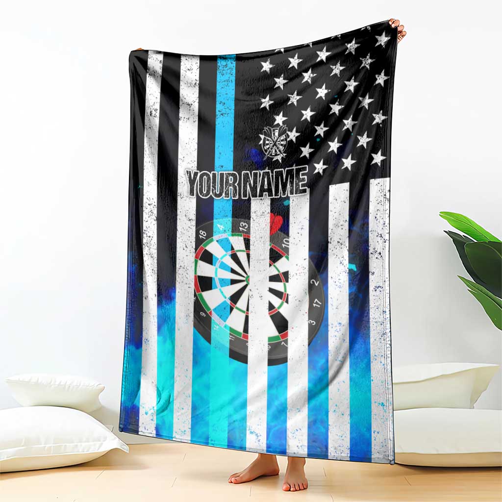 Personalized Blue Flame American Flag Dart Blanket Patriotic Dartboard Design - Wonder Print Shop