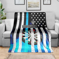 Personalized Blue Flame American Flag Dart Blanket Patriotic Dartboard Design - Wonder Print Shop