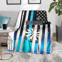 Personalized Blue Flame American Flag Dart Blanket Patriotic Dartboard Design - Wonder Print Shop