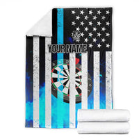 Personalized Blue Flame American Flag Dart Blanket Patriotic Dartboard Design - Wonder Print Shop