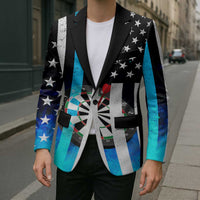 Personalized Blue Flame American Flag Dart Blazer Patriotic Dartboard Design - Wonder Print Shop