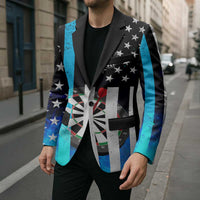 Personalized Blue Flame American Flag Dart Blazer Patriotic Dartboard Design - Wonder Print Shop