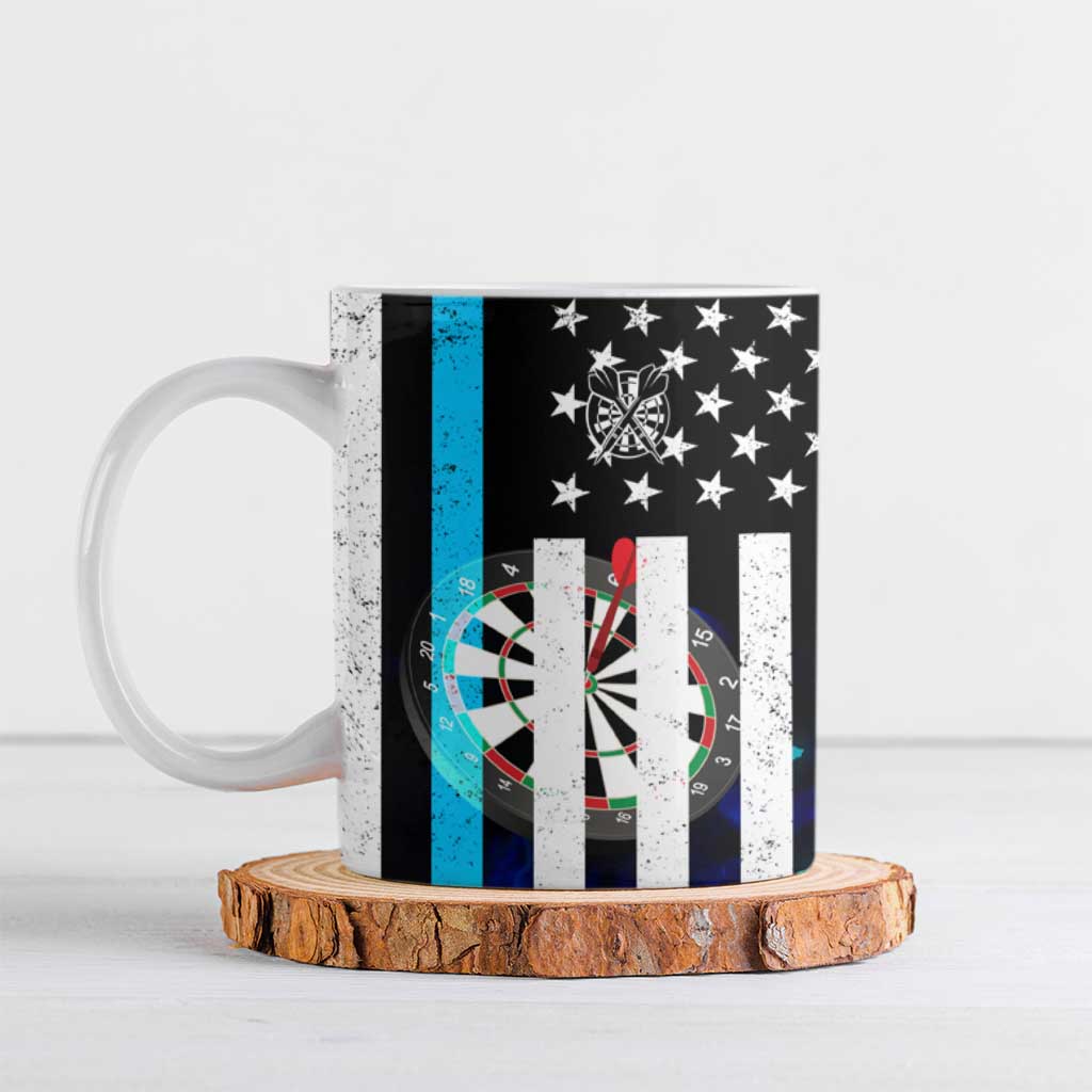 Personalized Blue Flame American Flag Dart Ceramic Mug Patriotic Dartboard Design - Wonder Print Shop