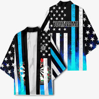 Personalized Blue Flame American Flag Dart Kimono Patriotic Dartboard Design - Wonder Print Shop