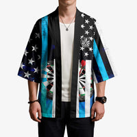 Personalized Blue Flame American Flag Dart Kimono Patriotic Dartboard Design - Wonder Print Shop