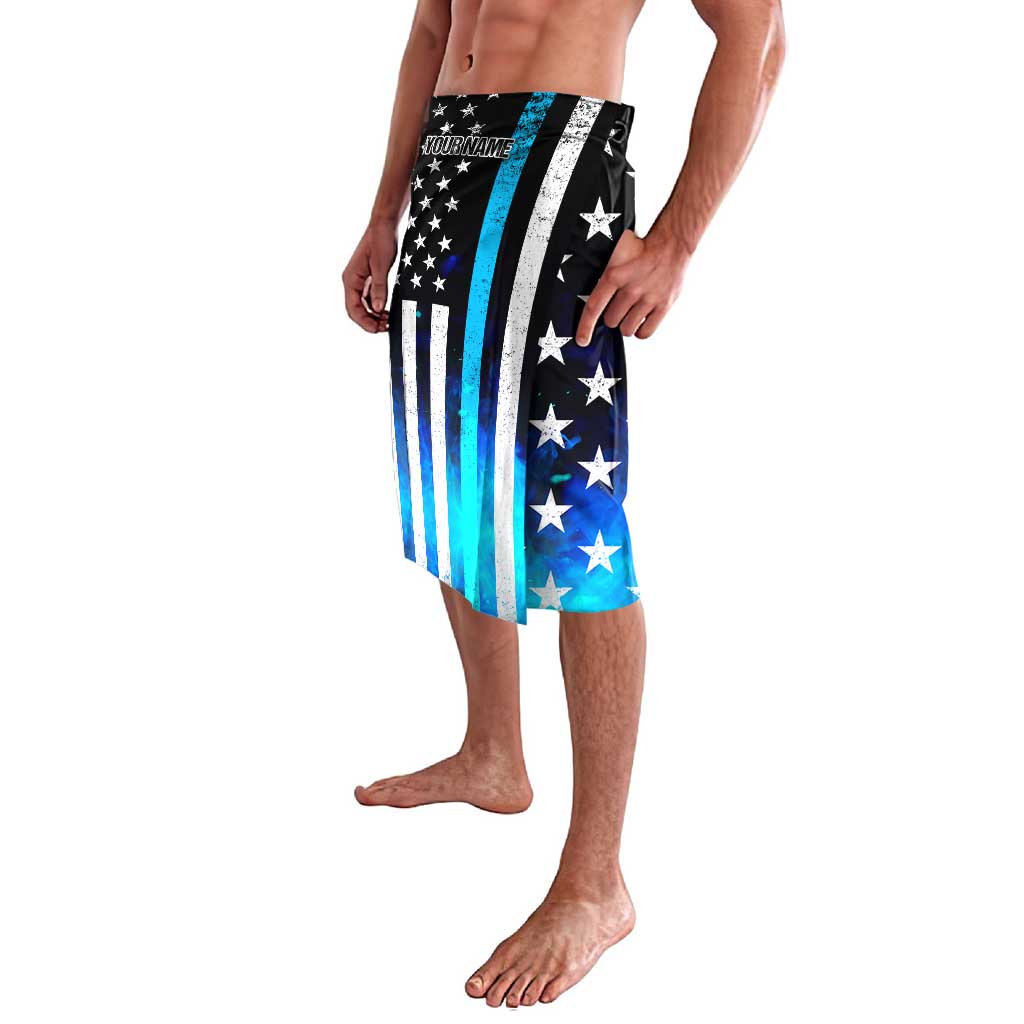 Personalized Blue Flame American Flag Dart Lavalava Patriotic Dartboard Design - Wonder Print Shop