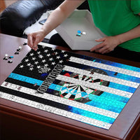 Personalized Blue Flame American Flag Dart Puzzle Patriotic Dartboard Design - Wonder Print Shop