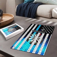 Personalized Blue Flame American Flag Dart Puzzle Patriotic Dartboard Design - Wonder Print Shop