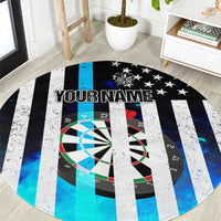 Personalized Blue Flame American Flag Dart Round Carpet Patriotic Dartboard Design - Wonder Print Shop
