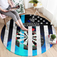 Personalized Blue Flame American Flag Dart Round Carpet Patriotic Dartboard Design - Wonder Print Shop