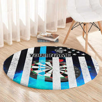 Personalized Blue Flame American Flag Dart Round Carpet Patriotic Dartboard Design - Wonder Print Shop