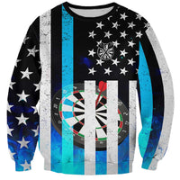 Personalized Blue Flame American Flag Dart Sweatshirt Patriotic Dartboard Design - Wonder Print Shop