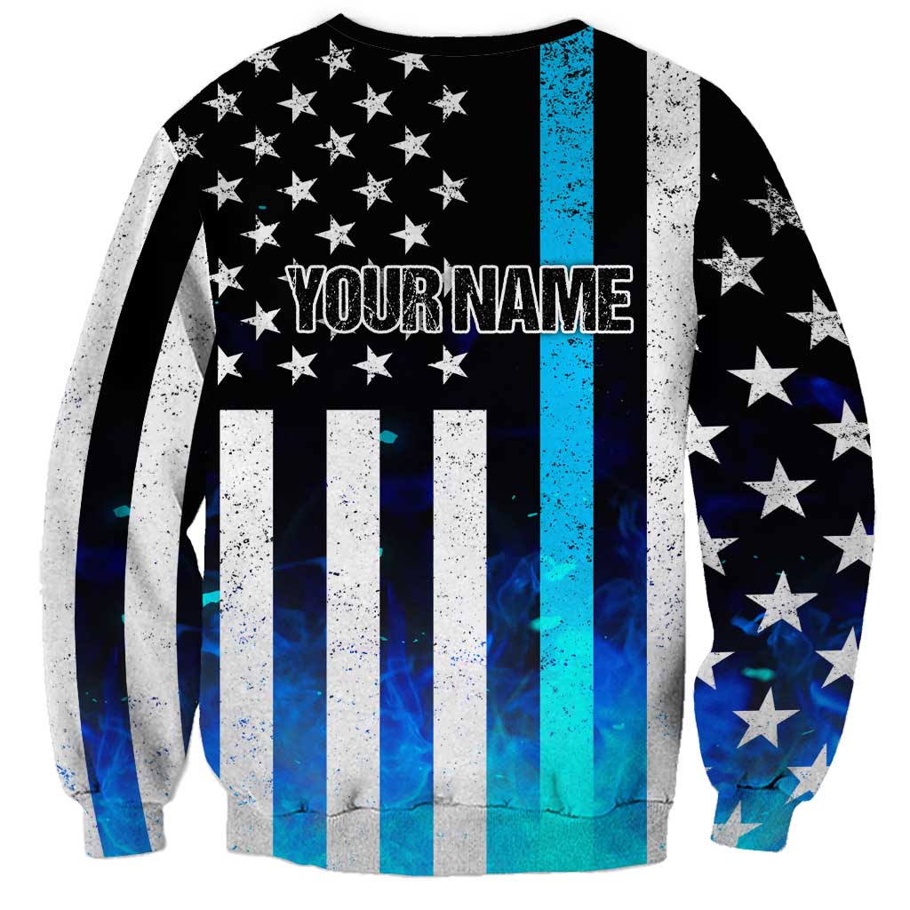 Personalized Blue Flame American Flag Dart Sweatshirt Patriotic Dartboard Design - Wonder Print Shop