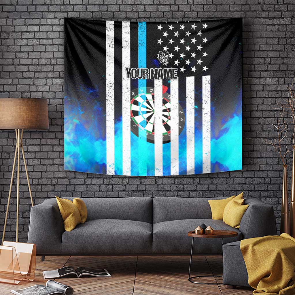 Personalized Blue Flame American Flag Dart Tapestry Patriotic Dartboard Design - Wonder Print Shop