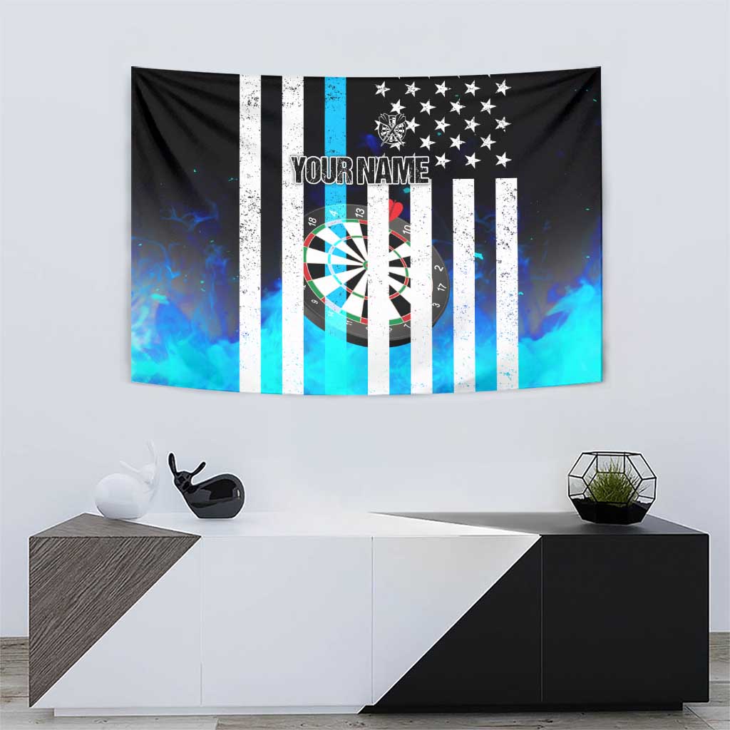 Personalized Blue Flame American Flag Dart Tapestry Patriotic Dartboard Design - Wonder Print Shop
