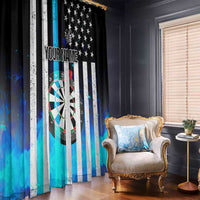 Personalized Blue Flame American Flag Dart Window Curtain Patriotic Dartboard Design - Wonder Print Shop