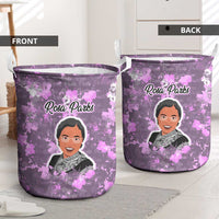 Rosa Parks Laundry Basket Purple Floral Pattern Civil Rights Tribute Bold Name Repeated Text Design - Wonder Print Shop