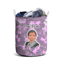Rosa Parks Laundry Basket Purple Floral Pattern Civil Rights Tribute Bold Name Repeated Text Design - Wonder Print Shop