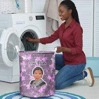 Rosa Parks Laundry Basket Purple Floral Pattern Civil Rights Tribute Bold Name Repeated Text Design - Wonder Print Shop