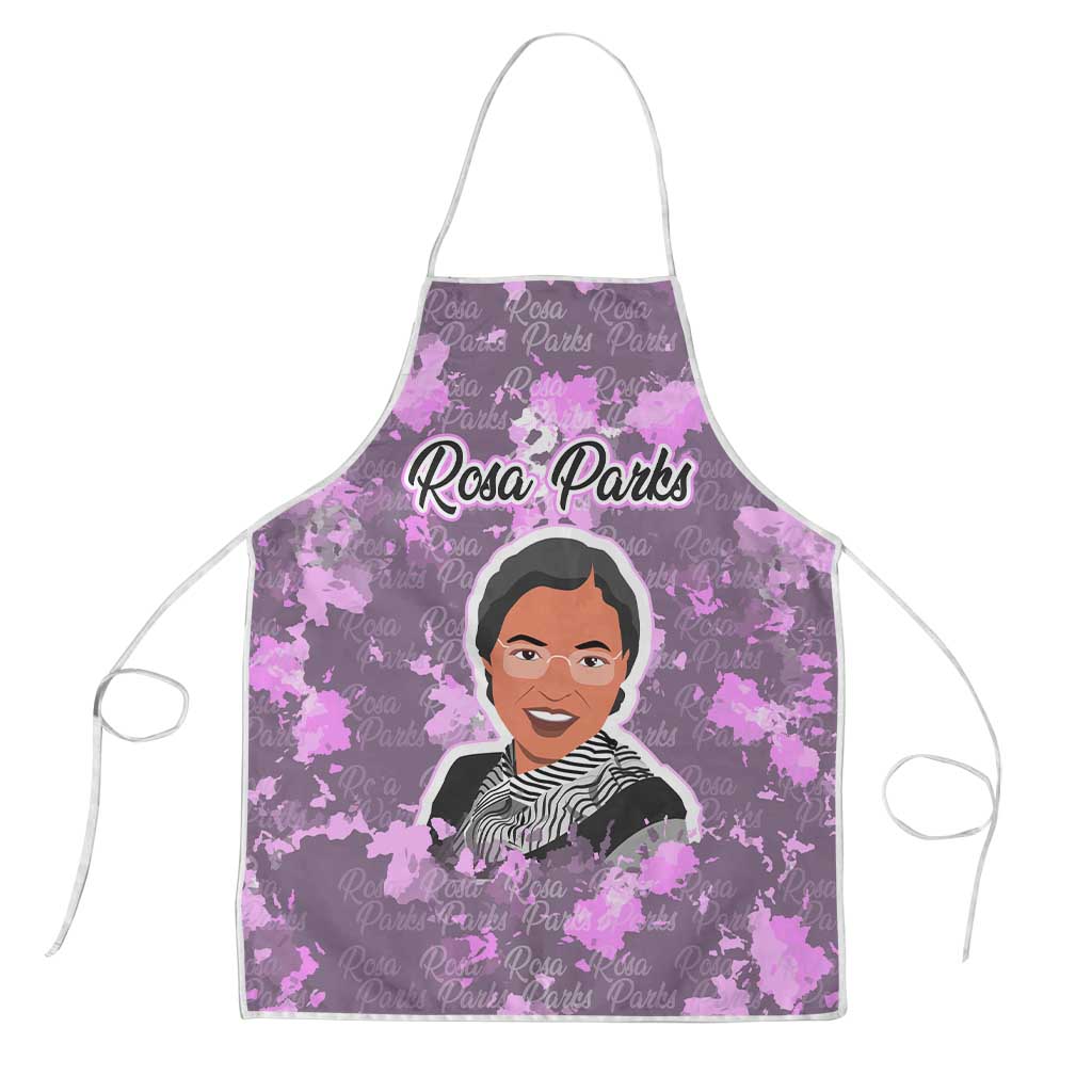 Rosa Parks Apron Purple Floral Pattern Civil Rights Tribute Bold Name Repeated Text Design - Wonder Print Shop