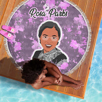 Rosa Parks Beach Blanket Purple Floral Pattern Civil Rights Tribute Bold Name Repeated Text Design - Wonder Print Shop
