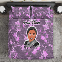 Rosa Parks Bedding Set Purple Floral Pattern Civil Rights Tribute Bold Name Repeated Text Design - Wonder Print Shop