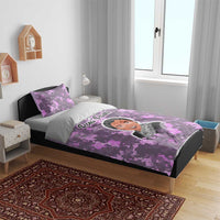 Rosa Parks Bedding Set Purple Floral Pattern Civil Rights Tribute Bold Name Repeated Text Design - Wonder Print Shop
