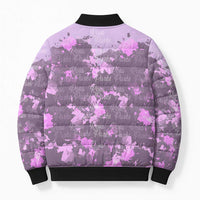 Rosa Parks Bomber Puffer Jacket Purple Floral Pattern Civil Rights Tribute Bold Name Repeated Text Design - Wonder Print Shop