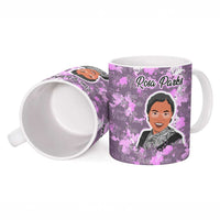 Rosa Parks Ceramic Mug Purple Floral Pattern Civil Rights Tribute Bold Name Repeated Text Design - Wonder Print Shop