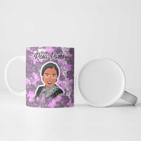 Rosa Parks Ceramic Mug Purple Floral Pattern Civil Rights Tribute Bold Name Repeated Text Design - Wonder Print Shop