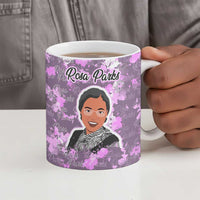 Rosa Parks Ceramic Mug Purple Floral Pattern Civil Rights Tribute Bold Name Repeated Text Design - Wonder Print Shop