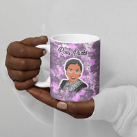 Rosa Parks Ceramic Mug Purple Floral Pattern Civil Rights Tribute Bold Name Repeated Text Design - Wonder Print Shop