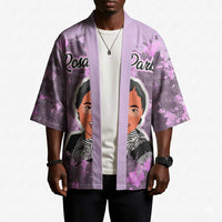 Rosa Parks Kimono Purple Floral Pattern Civil Rights Tribute Bold Name Repeated Text Design - Wonder Print Shop