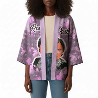 Rosa Parks Kimono Purple Floral Pattern Civil Rights Tribute Bold Name Repeated Text Design - Wonder Print Shop