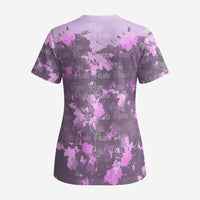 Rosa Parks Scrub Top Purple Floral Pattern Civil Rights Tribute Bold Name Repeated Text Design - Wonder Print Shop