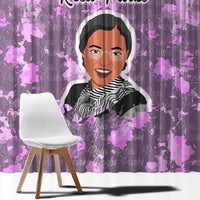 Rosa Parks Window Curtain Purple Floral Pattern Civil Rights Tribute Bold Name Repeated Text Design - Wonder Print Shop