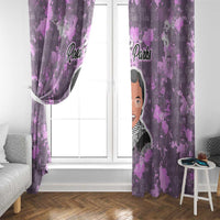 Rosa Parks Window Curtain Purple Floral Pattern Civil Rights Tribute Bold Name Repeated Text Design - Wonder Print Shop