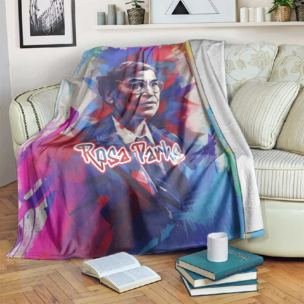 Rosa Parks Blanket Red Blue Abstract Art Portrait Sitting Down to Stand Up Quote Civil Rights Tribute - Wonder Print Shop