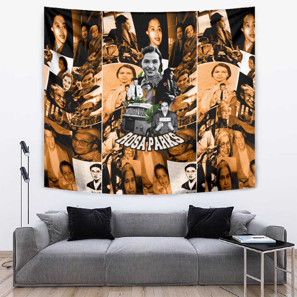 Rosa Parks Tapestry Sepia Collage Design Civil Rights Icon I Believe There Is Only One Race Quote - Wonder Print Shop