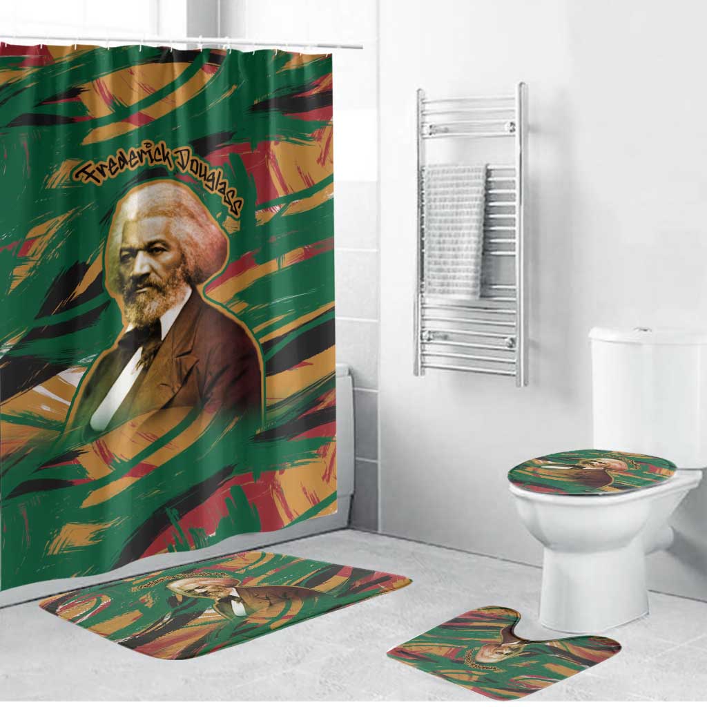 Frederick Douglass Bathroom Set Green Abstract Design Civil Rights Leader Quote on Race and Humanity - Wonder Print Shop